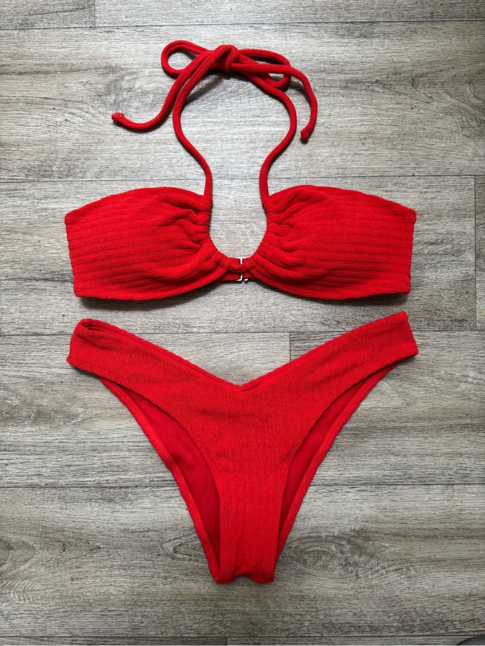 Abercrombie & Fitch Red Terry Bikini Set XS